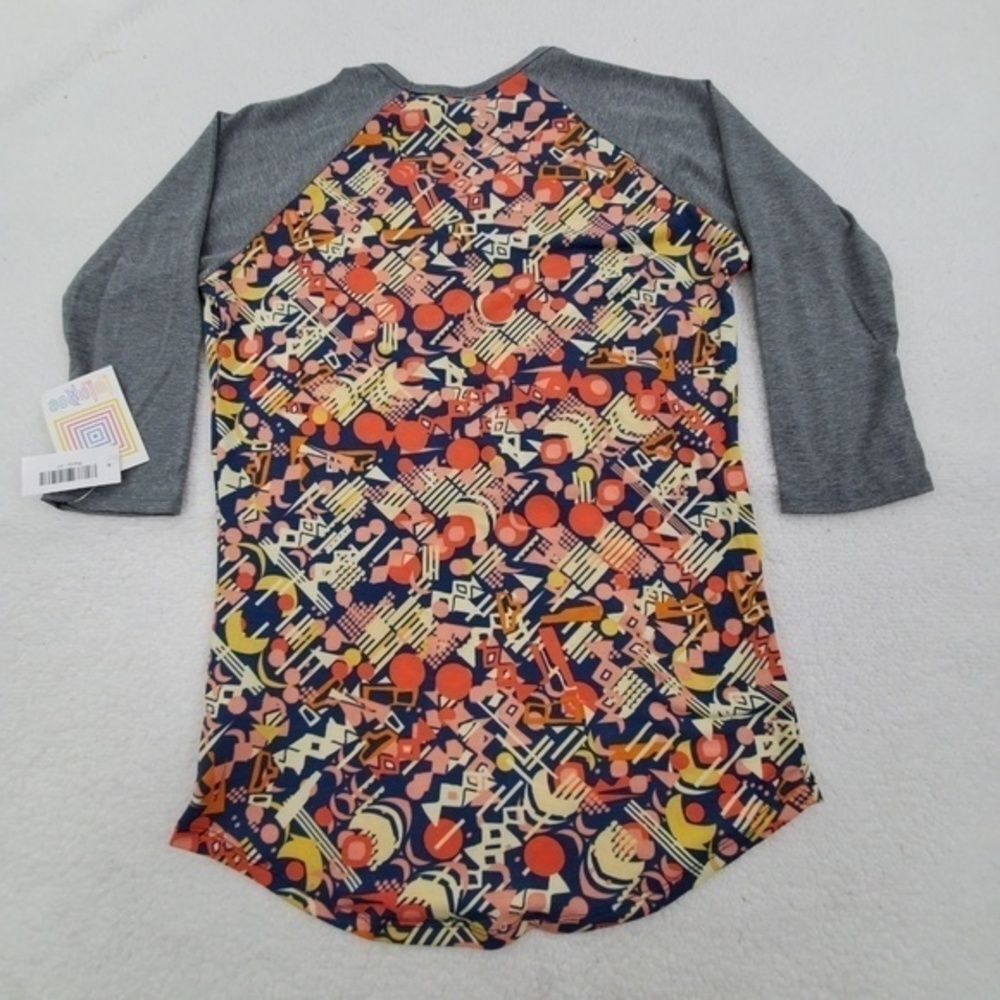 Lularoe Randy XS Raglan‎ Mod Retro Pattern Gray Blu - Picture 6 of 6